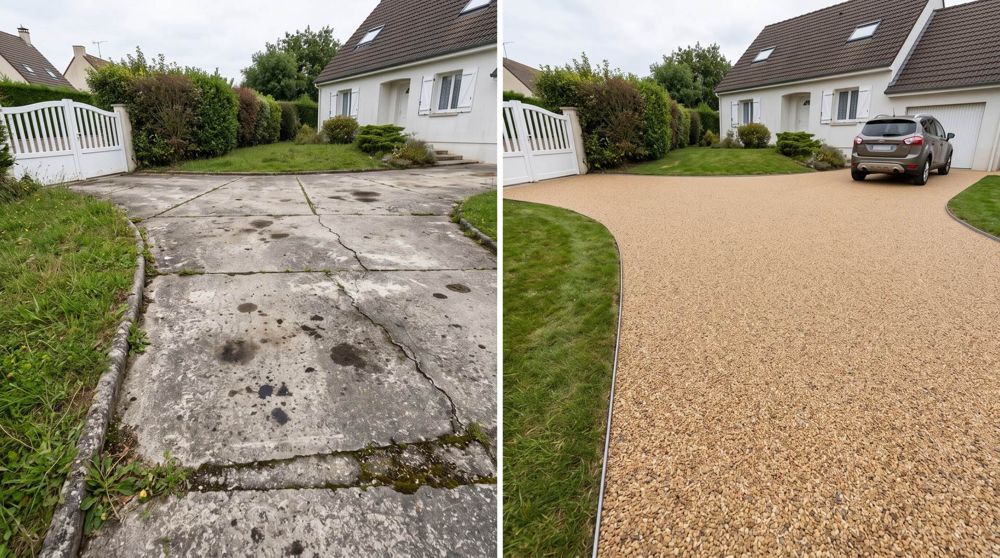 Allée avant et après rénovation